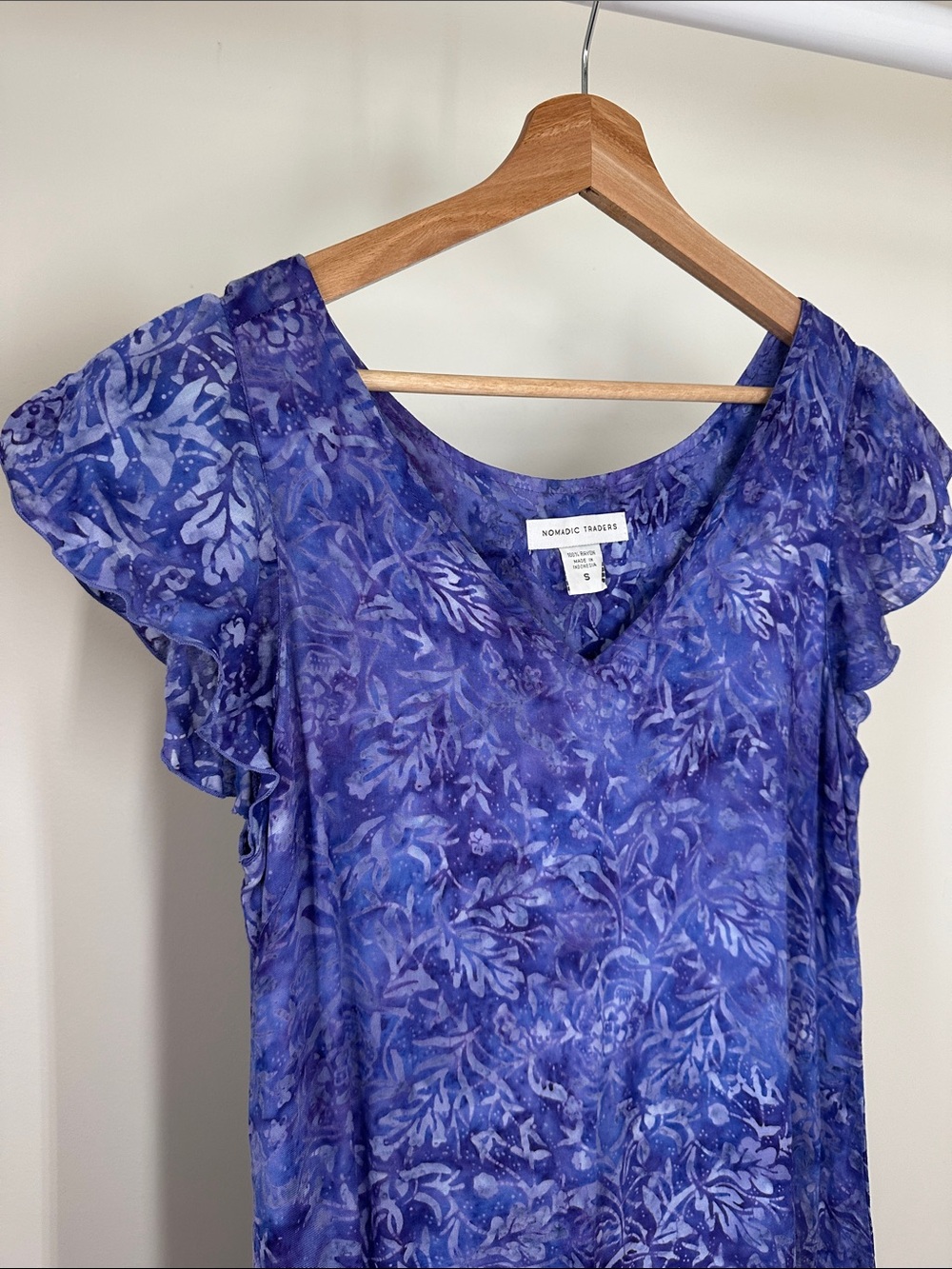 Nomadic Traders Purple Floral Midi Dress with Ruffle Hem - Picture 3 of 9